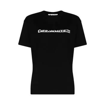Off-White Футболка с логотипом и принтом, черные женские топы OWAA089F21JER0041001 XXS