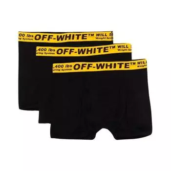 Off-White Logo Print Woven Strap Boxer Briefs 3-Pack Men underwear Black OMUA001F21FAB0021018 S