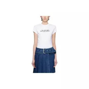 Off-White Logo Round Neck Short Sleeve T-Shirt Slim Fit Women Tops White OWAA112S24JER0030110