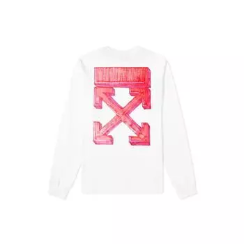 Off-White Marker Long-Sleeve Tee White Men Tops OMAB001E20JER0030125