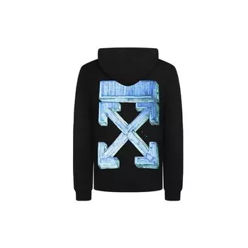 Off-White Marker Over Hoodie Черные/Синие мужские топы OMBB037E20FLE0021045 XS