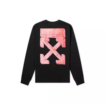 Off-White Маркерная футболка с длинными рукавами, черные/красные мужские топы OMAB001E20JER0031025 S