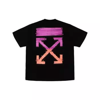 Off-White Маркерная футболка с короткими рукавами, черные/фуксия, мужские топы OMAA038R21JER0021032 S