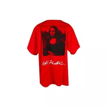 Off-White Mona Lisa Oversized Футболка Красные мужские топы OMAA038S191850052010 S
