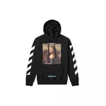 Off-White Mona Lisa Series C/O Virgil Abloh Картина маслом Свободная повседневная толстовка с длинными рукавами Мужская толстовка Черный OMBB029S180030121001 XXS