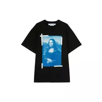 Off-White Monalisa Футболка с короткими рукавами Черные мужские топы OMAA038C99JER0021045 M