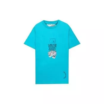 Off-White Мужская футболка с коротким рукавом и буквенным принтом Dripping Arrow, синие OMAA027R201850053901 XS