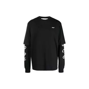 Off-White Мужские топы Chain Arrow Double Tee черного цвета OMAB068F22JER0031001 M