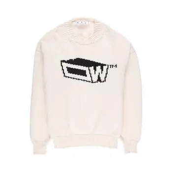 Off-White Мужские топы Graffiti Zine Crewneck Off White Cream OMHE153S23KNI0020310 S