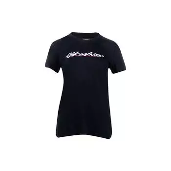 Off-White New Script Logo Casual Tee Black/White Women Tops OWAA049R21JER0051001