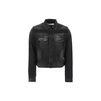 Off-White Однобортная куртка с длинным рукавом с принтом Мужская куртка черная OMYE017R198120111088 XXS