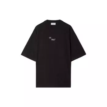 Off-White Однотонная свободная футболка с круглым вырезом и коротким рукавом, мужские топы, черный цвет OMAA161F23JER0011001 S