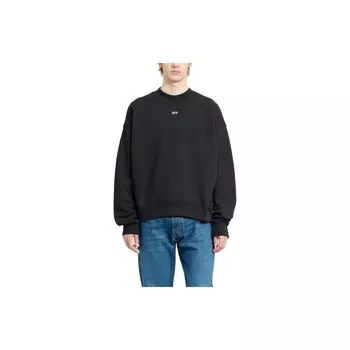 Off-White Однотонная свободная толстовка с круглым вырезом и длинным рукавом с буквенным принтом, мужская толстовка черного цвета OMBA054F23FLE0101001 XL