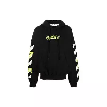 Off-White Opposite Arrow Свободная толстовка с капюшоном черного/лаймового цвета для мужчин OMBB110S23FLE0021050 M