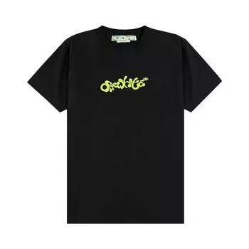 Off-White Opposite Arrow Тонкая футболка с короткими рукавами черные/лаймовые мужские топы OMAA027S23JER0061050