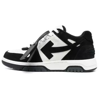 Off-White Out Of Office ООО Низкие Топы Белые Черные Замшевые Мужские Кроссовки OMIA189F22LEA0020110