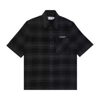 Off-White Outline Arr Flan Over рубашка с коротким рукавом серые черные мужские топы OMGA205C99FAB0010701 L