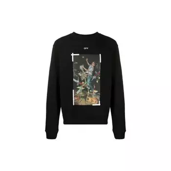 Off-White Pascal Painting Print Hoodie Мужские топы Черный OMBA025F20FLE0121001 M