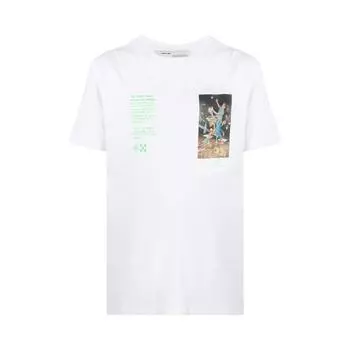 Off-White Pascal Painting с короткими рукавами, тонкая футболка, белые мужские топы OMAA027R201850140188 M