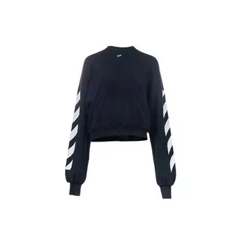 Off-White Повседневная толстовка с круглым вырезом и логотипом в стиле пэчворк, женские топы, черный OWBA043R19C480691001 L