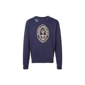 Off-White Повседневная толстовка с принтом короны Мужская толстовка Темно-синяя OMBA025E181920083003 XS