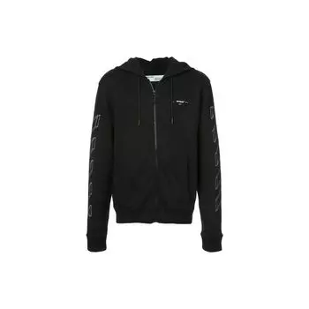 Off-White Куртка с капюшоном с принтом, толстовка обычного кроя, мужская верхняя одежда, черная OMBB033E181920021001 XS