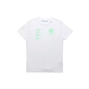 Off-White Привлекательная флуоресцентная футболка с буквенным принтом и короткими рукавами. Мужские топы белого цвета OMAA027R201850060145 S
