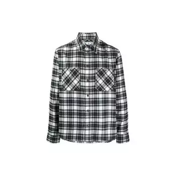 Off-White Рубашка фланелевая Check Arrow, черная/белая, мужские топы OMGA133R21FAB0021000 M