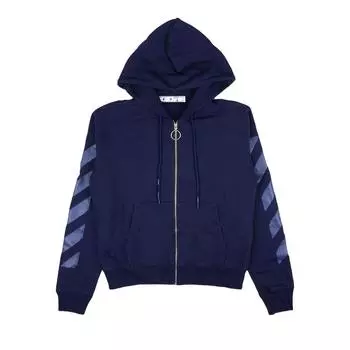 Off-White Rubber Arrow Тонкая толстовка на молнии с капюшоном Синие мужские топы OMBE001F21FLE0034545 M