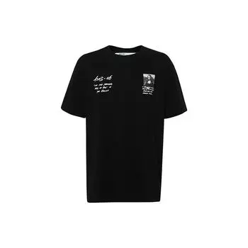 Off-White Серия Мона Лиза Весна-Лето 2019 Футболка с круглым вырезом и коротким рукавом Мужские топы Черный OMAA027S191850051020 XS