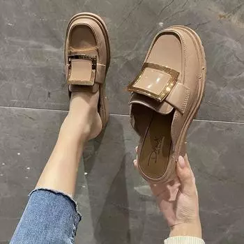 Off White Shoes for Women 2024 Summer Outside Mules Job Sandals Woman Slippers Slides Low Healing Easy Wears I Top Designs Normal 36