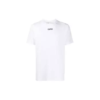 Off-White Футболка Caravaggio Square Slim Fit, белая, черная, мужская, уличная, OMAA027S201850050188 S