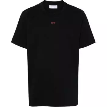 Off-White Solid Color Crew Neck Straight Cut Short Sleeve T-Shirt Regular Fit Men Tops Black OMAA027F24JER0021025 S