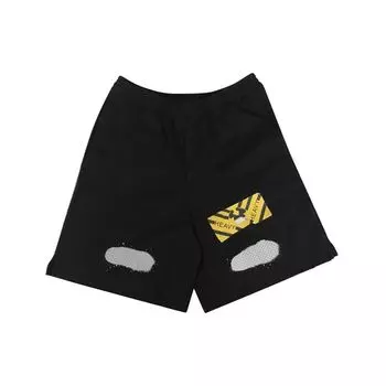 Off-White Шорты мужские сетчатые с принтом в виде брызг, черные OMCB006S170170391001 XXS