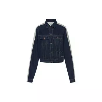 Off-White SS19 Джинсовая куртка с лоскутными рукавами Мужские куртки Синие OMYE026S19C300018500 S