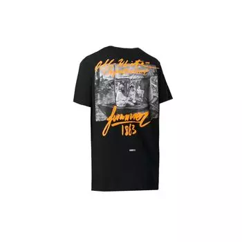 Off-White Летняя футболка с коротким рукавом и принтом фигуры SS19, мужские топы, черный OMAA027R191850091088 XXS