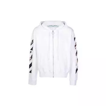 Off-White SS20 Arrows, однотонная толстовка с капюшоном на молнии, свитшот с длинными рукавами, мужские топы, белый OMBE001S20E300040188 M