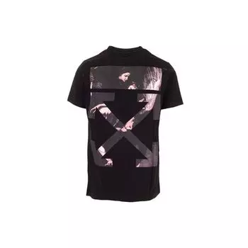 Off-White SS20 Caravaggio Arrow Print с круглым вырезом и короткими рукавами Мужские топы черные OMAA027S201850041088 XL