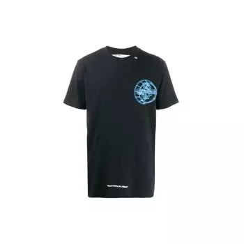Off-White SS20 Футболка с коротким рукавом и буквенно-цифровым принтом логотипа, мужские топы, черная OMAA027R201850031088 XS