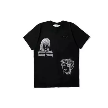 Off-White SS20 Футболка с коротким рукавом и принтом маленькой фигурки, мужские топы, черная OMAA027S201850091001 XXS