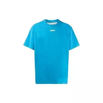 Off-White SS20 Футболка с короткими рукавами и принтом Airport Tape Arrows, мужские топы, синий OMAA038S201850033088 S