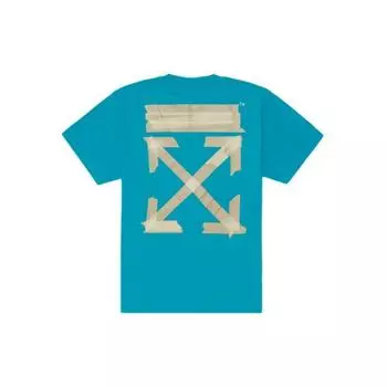 Off-White SS20 Футболка с короткими рукавами и нашивкой Gold Arrow Tape Мужские топы Синие OMAA038R201850023948 L