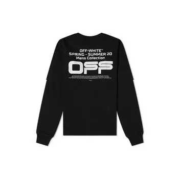 Off-White Ss20 Logo Print Double Sleeve Layered Long-Sleeve T-Shirt Men Tops Black OMAB022R201850041001