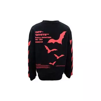 Off-White SS20 Приталенный свитшот в диагональную полоску с принтом летучей мыши, мужские топы с круглым вырезом, черный OMBA025E19D250071020 M