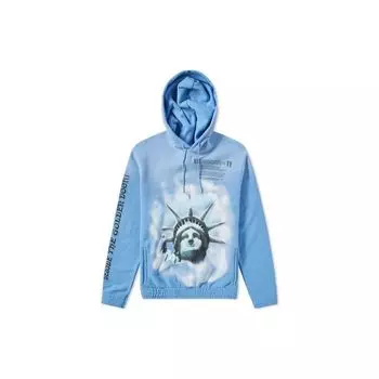 Off-White Ss20 Статуя Свободы Хлопковая толстовка с капюшоном Мужские топы Синий OMBB034E181920153199 XXS