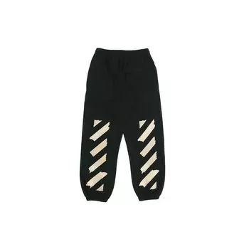Off-White Ss20 Вязаные джоггеры в полоску с лентой Мужские брюки Черные OMCH022R20E300021048 L
