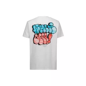 Off-White SS21 Футболка с коротким рукавом и принтом граффити, мужские топы, белые OMAA027R21JER0080141