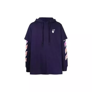 Off-White Ss21 Многослойная мужская толстовка с капюшоном Фиолетовый OMBB051R21FLE0024632 XS