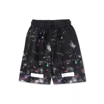 Off-White SS21 Повседневные шорты с принтом Galaxy Splash Мужские брюки Черные OMCB009G20FAB0019901