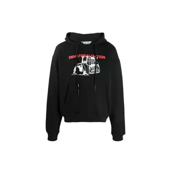 Off-White Ss21 Толстовка с капюшоном с логотипом Dematerialization Мужские топы Черный OMBB037R21FLE0041025 M